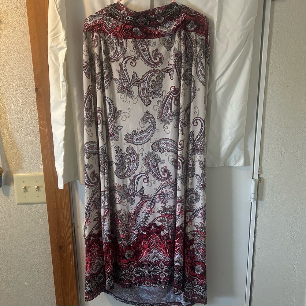 Cato Paisley A-Line Skirt - Red and Gray